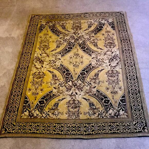 Made in Italy. Gray and Pale Yellow Cotton Rug. OS - Picture 7 of 7